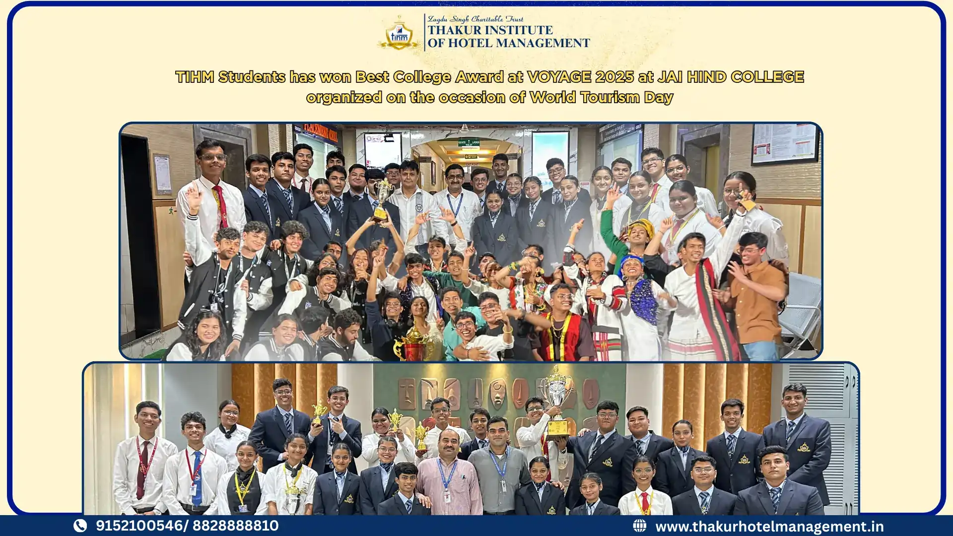 Thakur Institute of Hotel Management Best Institute in Mumbai Award